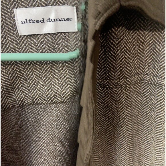 Alfred Dunner Jacket Womens Size 14 Brown Open Front Collared Herringbone - Picture 7 of 7